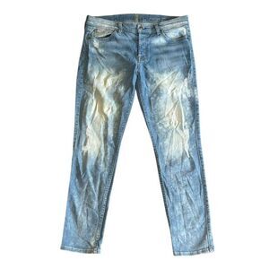 7 FAM Josefina‎ Skinny Boyfriend Distressed Acid Wash Jeans Size 29 Mid Rise